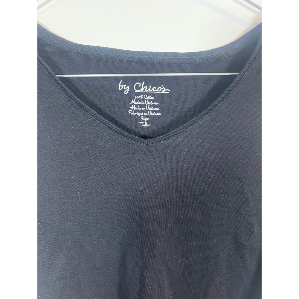 Chico's Womens Tank Top 100% Cotton V-Neck Black Size 1 Medium